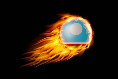 Siyah arka planda Ateş Toplu Sakha Cumhuriyeti Bayrağı Gerçekçi Tasarım izole edildi. Vektör illüstrasyonu