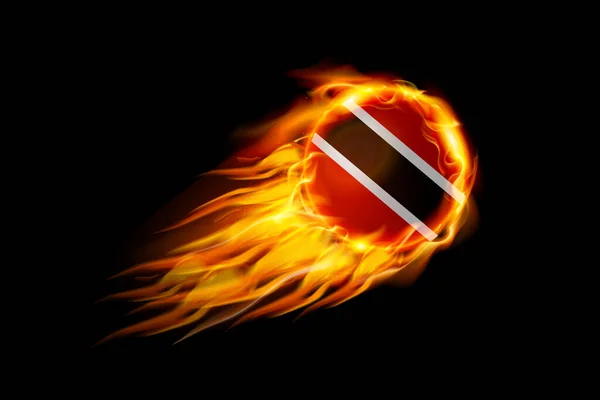 Drapeau Trinité Tobago Avec Fire Fire Ball Design Réaliste Isolé — Image vectorielle