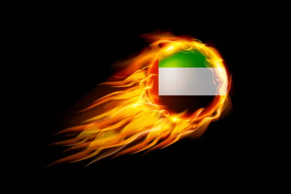 United Arab Emirates Flag Fire Ball Realistic Design Izolované Černém — Stockový vektor