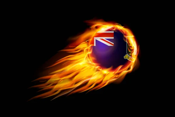 Virgin Islands Flag Fire Fire Ball Realistisch Ontwerp Geïsoleerd Zwarte — Stockvector