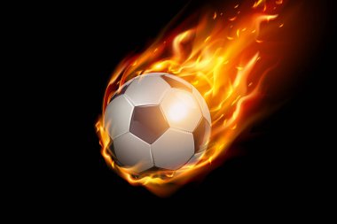 İngiliz Antarktika Okyanusu Toprak Bayrağı Ateş Futbol Futbolu Gerçekçi Tasarımı siyah arka planda izole edildi. Vektör illüstrasyonu