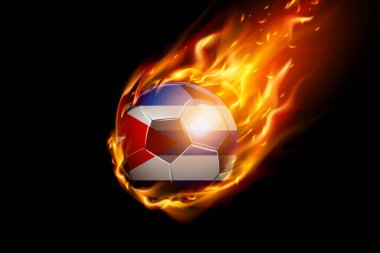 Ateşli Küba Bayrağı Futbolcu Gerçekçi Tasarımı siyah arka planda izole edildi. Vektör illüstrasyonu