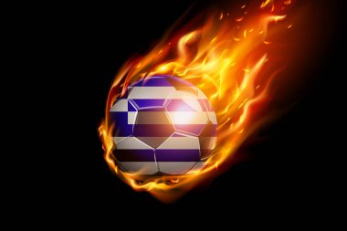 Yunanistan Futbol Futbolu Gerçekçi Tasarımı 'nı siyah zemin üzerinde izole etti. Vektör illüstrasyonu