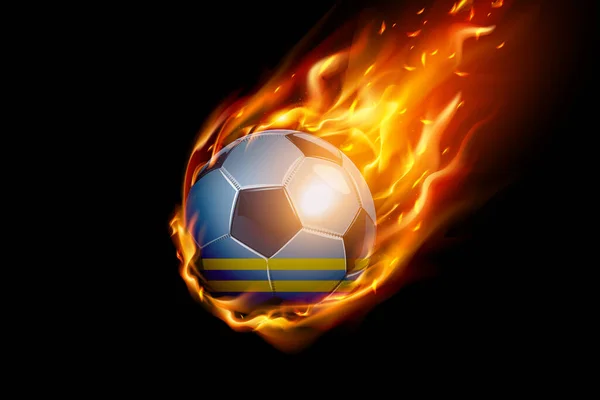 Bandera Aruba Con Diseño Realista Fútbol Fuego Aislado Sobre Fondo — Vector de stock