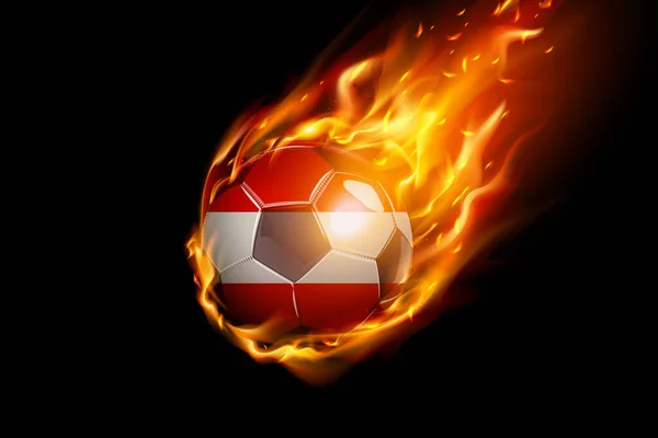 Bandera Austria Con Diseño Realista Fútbol Fuego Aislado Sobre Fondo — Vector de stock