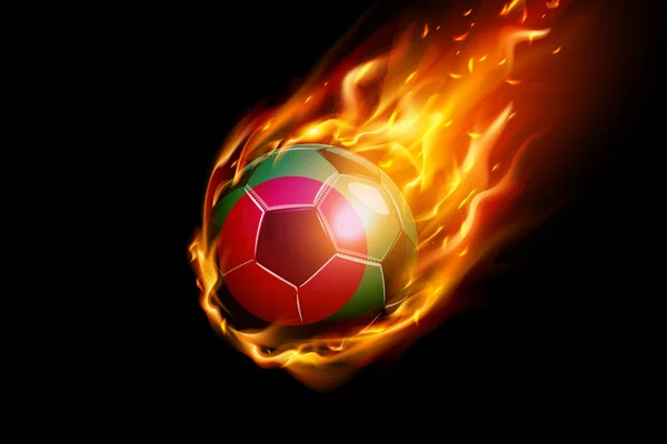 Bandera Bangladesh Con Diseño Realista Fútbol Fuego Aislado Sobre Fondo — Vector de stock