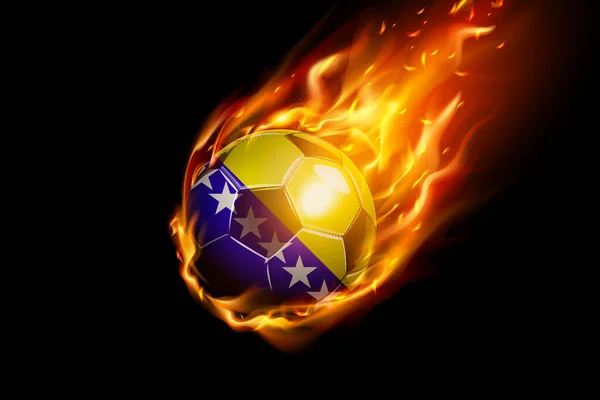 Bandera Bosnia Herzegovina Con Diseño Realista Fútbol Fuego Aislado Sobre — Vector de stock