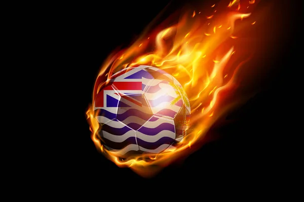 Βρετανική Σημαία Εδάφους Ινδικού Ωκεανού Φωτιά Ποδόσφαιρο Ρεαλιστικό Σχέδιο Απομονωμένο — Διανυσματικό Αρχείο