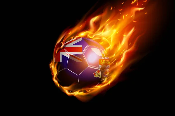 Kajmany Flaga Fire Football Realistic Design Izolowane Czarnym Tle Ilustracja — Wektor stockowy