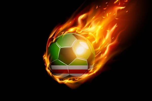Флаг Чеченской Республики Лчкерия Огненным Футбольным Реалистичным Дизайном Выделен Черном — стоковый вектор
