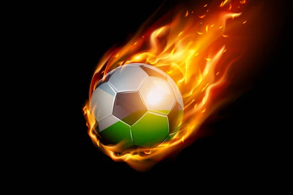 Dschibuti Flagge Mit Feuer Football Realistic Design Isoliert Auf Schwarzem — Stockvektor