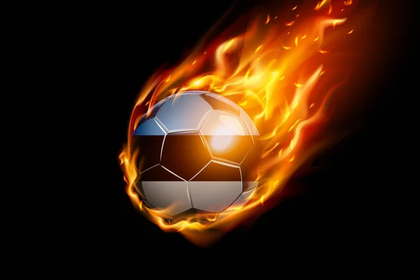 Bandera Estonia Con Fuego Fútbol Diseño Realista Aislado Sobre Fondo — Vector de stock