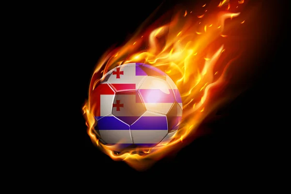 Σημαία Ajaria Fire Football Ρεαλιστική Σχεδιασμός Που Απομονώνεται Μαύρο Φόντο — Διανυσματικό Αρχείο
