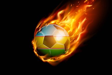 Karakalpakistan Ateşli Bayrak Futbol Gerçekçi Tasarımı siyah arka planda izole edildi. Vektör illüstrasyonu