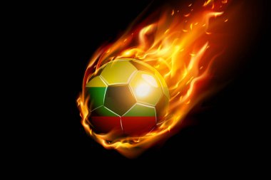 Ateşli Litvanya Bayrağı Futbolcu Gerçekçi Tasarımı siyah arka planda izole edildi. Vektör illüstrasyonu