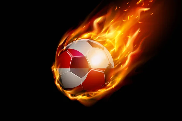Drapeau Groenland Avec Fire Football Design Réaliste Isolé Sur Fond — Image vectorielle