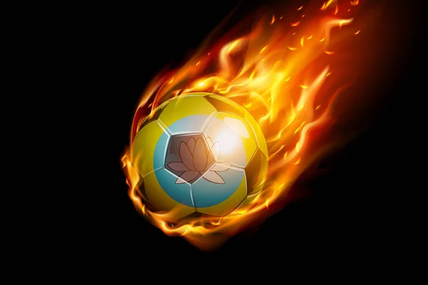 Kalmykia Drapeau Avec Feu Football Design Réaliste Isolé Sur Fond — Image vectorielle