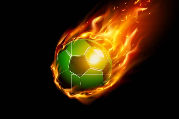 Ladonia Bandera Con Fuego Fútbol Diseño Realista Aislado Sobre Fondo — Vector de stock