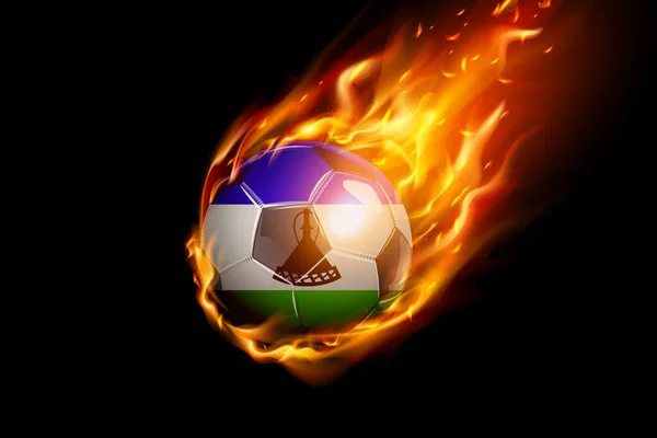 Флаг Лесото Огненным Футбольным Реалистичным Дизайном Изолирован Черном Фоне Векторная — стоковый вектор