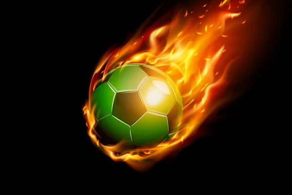 Libye Drapeau Avec Feu Football Design Réaliste Isolé Sur Fond — Image vectorielle