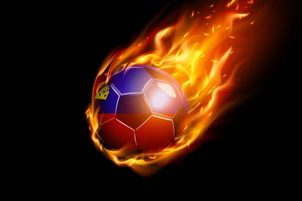 Bandera Liechtenstein Con Diseño Realista Fútbol Fuego Aislado Sobre Fondo — Vector de stock