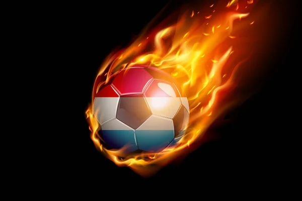 Bandera Luxemburgo Con Fuego Fútbol Diseño Realista Aislado Sobre Fondo — Vector de stock