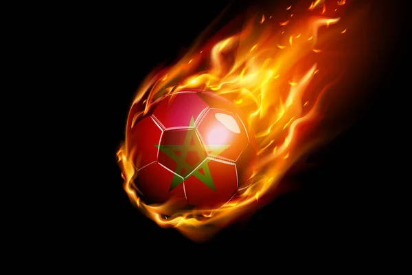 Drapeau Maroc Avec Feu Football Design Réaliste Isolé Sur Fond — Image vectorielle