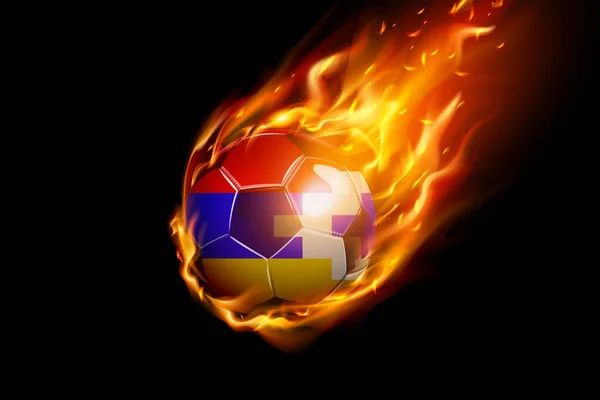 Bandera Karabaj Nagorno Con Diseño Realista Fútbol Fuego Aislado Sobre — Vector de stock