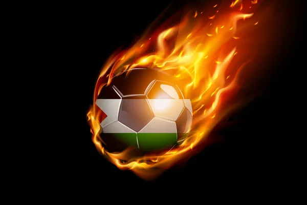 Palestine Drapeau Avec Feu Football Design Réaliste Isolé Sur Fond — Image vectorielle