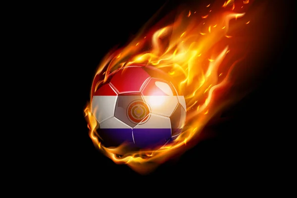 Σημαία Παραγουάης Ποδόσφαιρο Φωτιά Ρεαλιστική Σχεδιασμός Απομονώνονται Μαύρο Φόντο Εικονογράφηση — Διανυσματικό Αρχείο