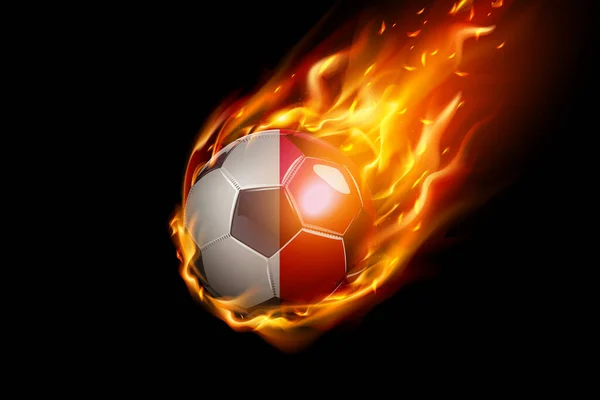 Malta Flag Fire Football Realistic Design Isolated Black Background Vector — Stock Vector