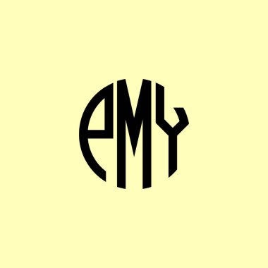 Yaratıcı Yuvarlak Harfler PMY Logosu. Bu başlangıç için hangi şirket veya markanın adı uygun olacaktır.