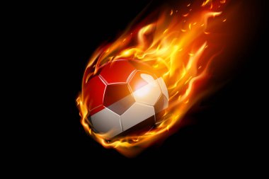 Siyah arkaplanda Sealand Flag with Fire Football Realistik Design izole edilmiş. Vektör illüstrasyonu