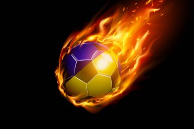 Tokelau Flag with Fire Football Realistik Design siyah arka planda izole edildi. Vektör illüstrasyonu