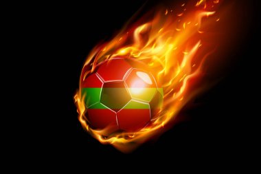 Transnistria Flag with Fire Football Realistik Design siyah arka planda izole edildi. Vektör illüstrasyonu