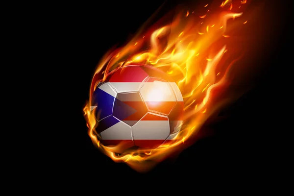 Bandera Puerto Rico Con Diseño Realista Fútbol Fuego Aislado Sobre — Vector de stock