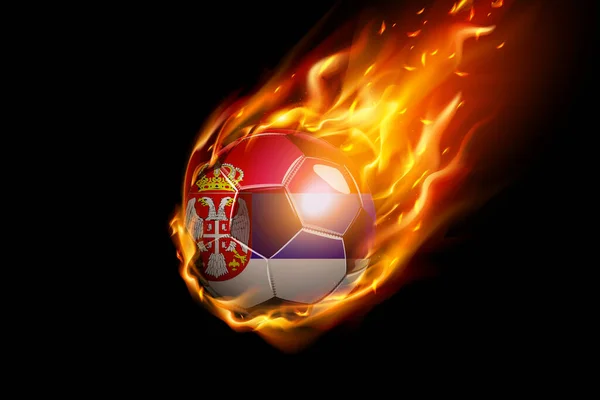 Флаг Сербии Огненным Футбольным Реалистичным Дизайном Изолирован Черном Фоне Векторная — стоковый вектор