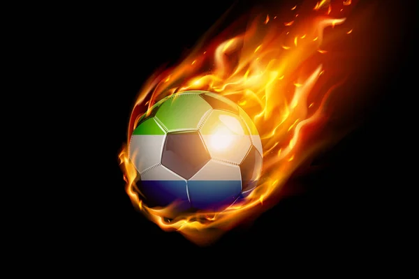 Sierra Leona Bandera Con Fuego Fútbol Diseño Realista Aislado Sobre — Vector de stock