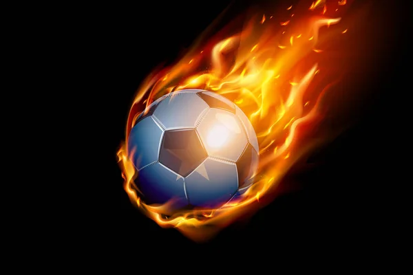 Bandera Somalia Con Diseño Realista Fútbol Fuego Aislado Sobre Fondo — Vector de stock