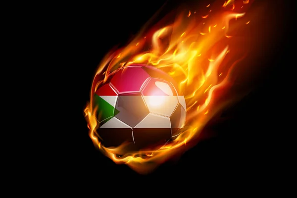 Флаг Судана Огненным Футбольным Реалистичным Дизайном Изолирован Черном Фоне Векторная — стоковый вектор