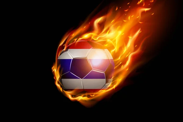 Bandera Tailandia Con Fuego Fútbol Diseño Realista Aislado Sobre Fondo — Vector de stock