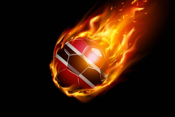 Bandera Trinidad Tobago Con Diseño Realista Fútbol Fuego Aislado Sobre — Vector de stock