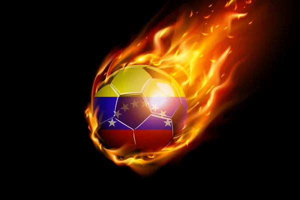 Venezuela Flag Fire Football Realistic Design Isolated Black Background Vector — Stock Vector