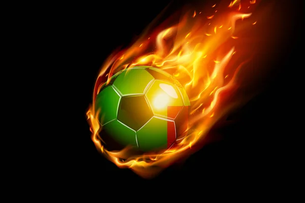 Флаг Замбии Огненным Футбольным Реалистичным Дизайном Изолирован Черном Фоне Векторная — стоковый вектор