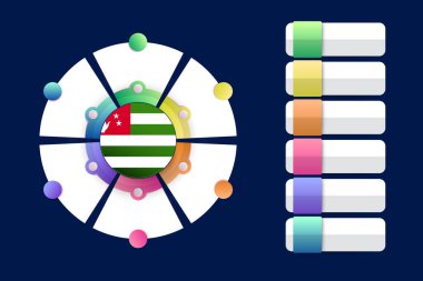 Infographic Design Incorporign ile Abkhazia Bayrağı bölünmüş yuvarlak şekilli. Vektör illüstrasyonu.