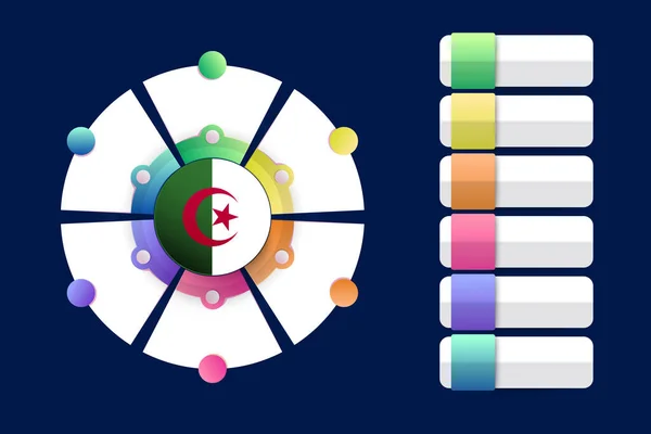 Infographic Design Incorporign Ile Cezayir Bayrağı Bölünmüş Yuvarlak Şekilli Vektör — Stok Vektör