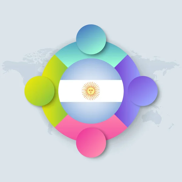 Bandera Argentina Con Diseño Infográfico Aislada Mapa Del Mundo Ilustración — Archivo Imágenes Vectoriales