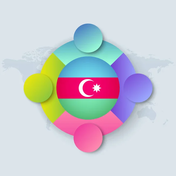 Aserbaidschan Flagge Mit Infografik Design Isoliert Auf Der Weltkarte Vektorillustration — Stockvektor