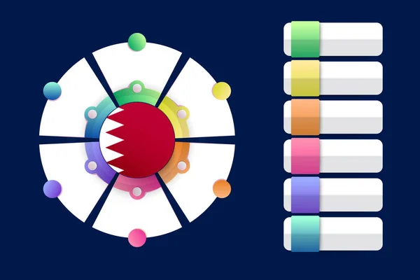 巴林国旗与信息图形设计结合与分裂圆形 矢量说明 — 图库矢量图片