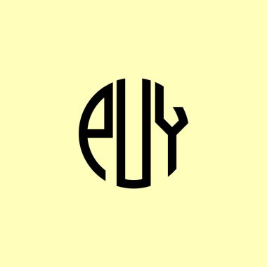 Yaratıcı Yuvarlak Harfler PUY Logosu. Bu başlangıç için hangi şirket veya markanın adı uygun olacaktır.